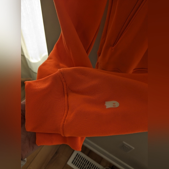 Lonely Ghost Neon Orange Cotton Hoodie Double Sided Size M - Picture 5 of 5